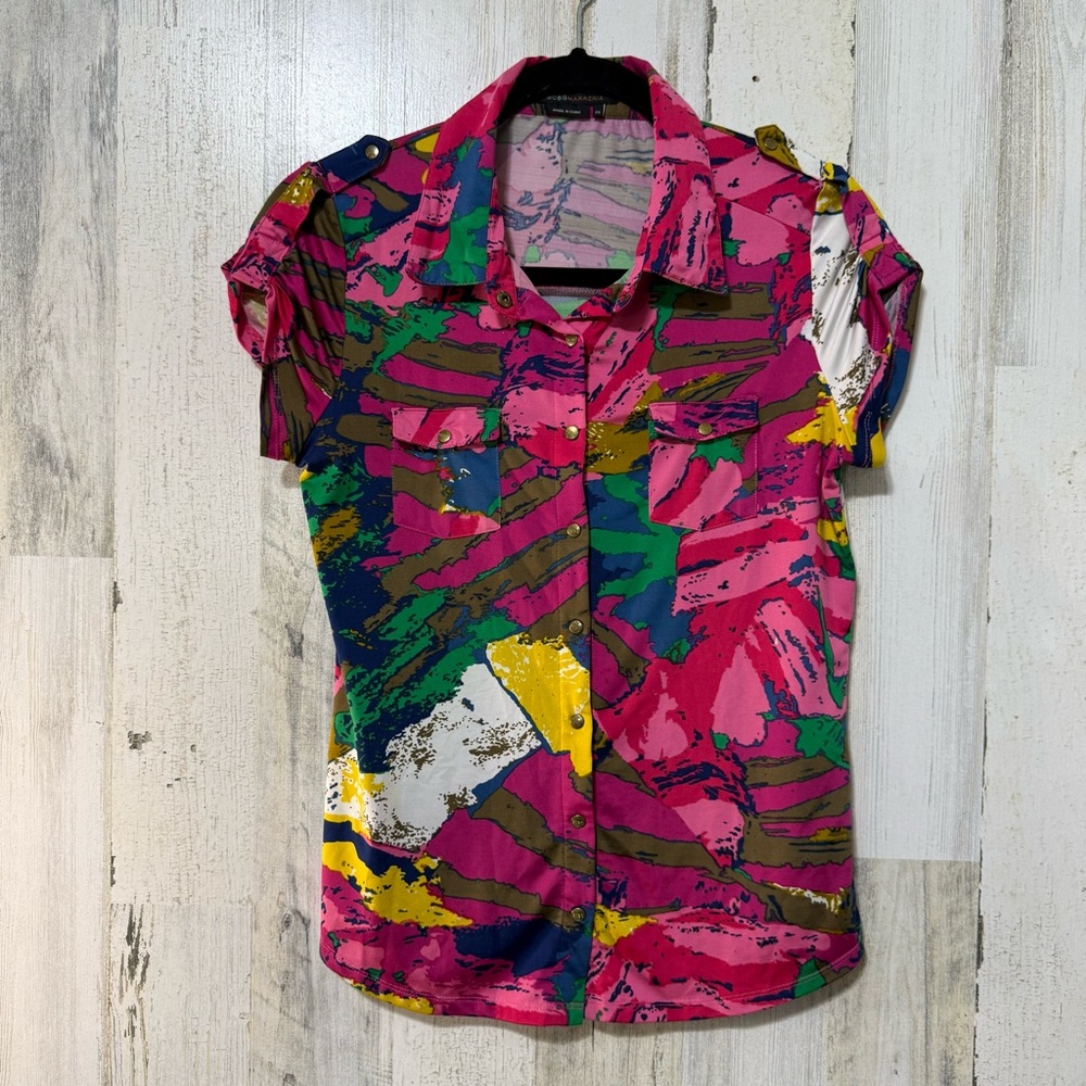BCBGMaxAzria Multicolor Abstract Blouse